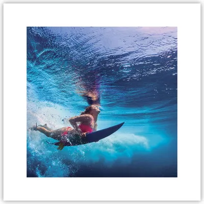 Produktbild von Poster - Poster ohne Rahmen - Surfen Frau Unterwasser - 30x30 cm - Wand Bild - Wanddeko - Wandbilder - Kunstposter - Wandposter - Bilder - Kunstdruck - Wanddekoration - Wandbild - P2XAC30x30-4274