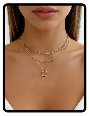 Produktbild von Clataly Layered Halsketten Kreis Anhänger Choker Halsketten Einstellbarer Schmuc
