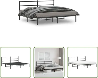 Produktbild von The Living Store Bettgestell mit Kopfteil Metall Schwarz 193x203 cm