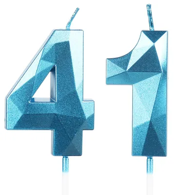 Zahlenkerzen 41, blau, 2 Stück, 11,5 cm, Geburtstagskerzen