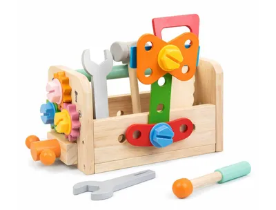 Productafbeelding van BOECKIE Houten Gereedschapskoffer Kinderen Montessori Speelgoed Vanaf 3 Jaar