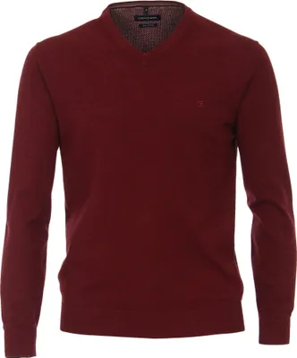 Image de Pull CASA MODA, col en V, référence NOS 430, couleur rouge, taille 3XL