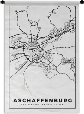 Produktbild von MuchoWow® Wandteppich Wandbehang Afschaffenburg - Stadtplan - Karte 120x180 cm Tapisserie Dekoration Wandtuch - Schlafzimmer - Dekorationen für das Haus