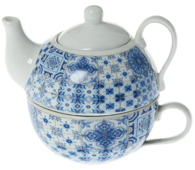 Image de Omgoods - Ensemble de 6 tasses en céramique avec théière et décorations originales