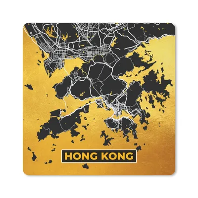 Produktbild von MuchoWow® Mauspad Mousepad Hongkong - Gold - Stadtplan - Karte 30x30 cm - Mousepads - Maus Mat - Pad - Mausunterlage - Gaming