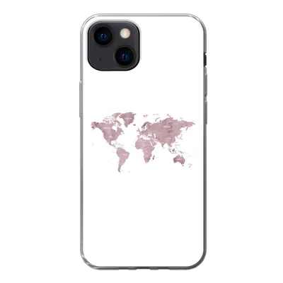 Produktbild von MuchoWow® Handyhülle Schutzhülle Hülle für iPhone 13 mini Weltkarte - Rosa - Weiß Silikon Softcase Handy Hülle - Softcase