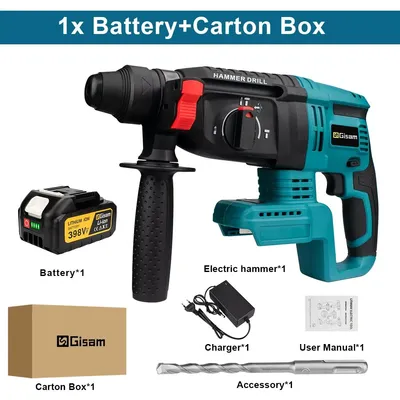 Immagine prodotto di Trapano avvitatore a batteria - 18V, trapano a percussione/martello avvitatore senza fili - Motore brushless - Diametro di foratura: 26 mm - Con 1 batteria - Ideale per il fai da te