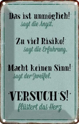 Image de vianmo Plaque en tôle 30x20 cm Angst Erfahrung Zweifel Herz