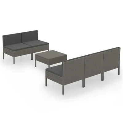 Immagine prodotto di vidaXL Set di 6 pezzi per salotto da giardino con cuscini in poly rattan grigio