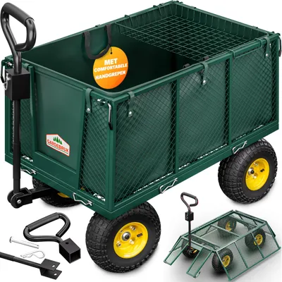 Image de Chariot de jardin pliable - Capacité de charge : 550 kg - Acier galvanisé - Vert - Chariot de transport pour jardin