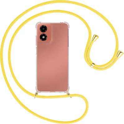 Produktbild von Handykette Backcover-Schutzhülle mit Band (Metall goldfarben) für Motorola Moto G04 / G04s - gelb
