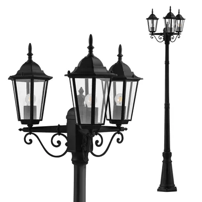 Zdjęcie produktu dla Lampa ogrodowa LED 237,5cm 3xE27 max 60W IP44 słupek czarny