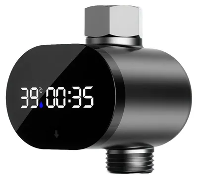 Produktbild von LED Duschthermometer wasserkraftbetrieb Echtzeit Temperaturanzeige Farbwarnung 4-Zoll Anschluss für Badezimmer