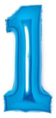 Produktbild von Folienballon Zahl 1, blau, 86 x 63 cm, für Luft oder Helium