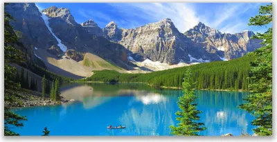 Produktbild von Tulup Leinwand-Bilder 120x60 Wandbild Canvas Kunstdruck See Gebirge Wald Landschaft