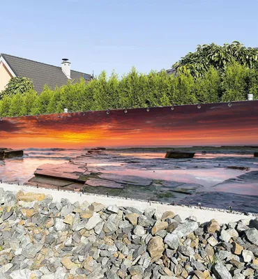 Produktbild von Zaunbanner Sonnenuntergang Bucht Meer Sichtschutz Garten Zaun