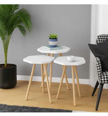 Produktbild von Skye Decor, Hochwertiger Nesting Tisch (3 Teile) - Saphir Eiche, 100% Melamin