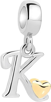 Image de Charm pendentif argent sterling lettres A-Z avec cœur jaune - Symretie Femme