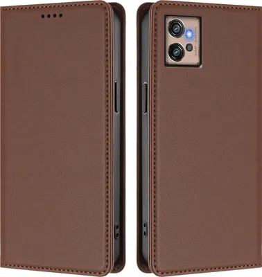 Obrázek produktu pro Kožené pouzdro pro Motorola Moto G32, magnetické flipové pouzdro zPolyuretankůže se stojánkem Hnědá