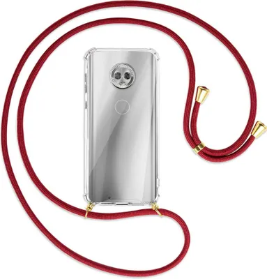 Produktbild von Handykette Backcover-Schutzhülle mit Band (Metall goldfarben) für Motorola Moto G6 - dunkelrot