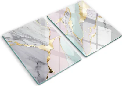 Produktbild von Abdeckung Glas - Küchenabdeckung - 2x40x52 cm - Abdeckplatte -Pastellmarmor