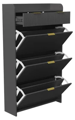 Immagine prodotto di Scarpiera, design moderno, ampio spazio contenitivo, nero - 80,2 x 24,2 x 133,5 cm