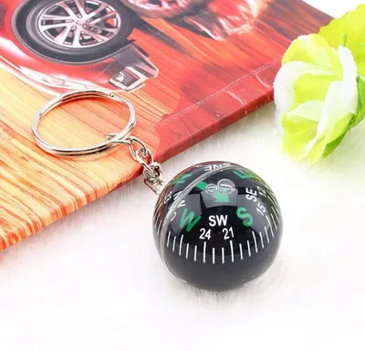 Produktbild von Kreativer Kugel-Kompass-Anhänger, Uni, Schlüsselanhänger, Auto-Schlüsselanhänger, hängendes Dekor, Geschenk