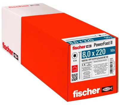 Productafbeelding van Holzschroef PowerFast II 8,0x220 met countersunk kop, TX-sleuf (50 stuks, gedeeltelijk schroefdraad, verzinkt)