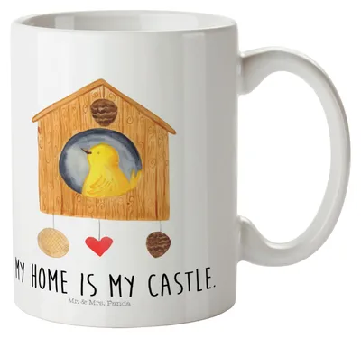 Produktbild von Mr. & Mrs. Panda Mehrwegbecher Vogel Haus - Weiß - Geschenk, Familie, Wohnung, Trinklernbecher, Vogelhaus, Pott, Kunststoffbecher, Lustige Sprüche, Castle, Plastikbecher