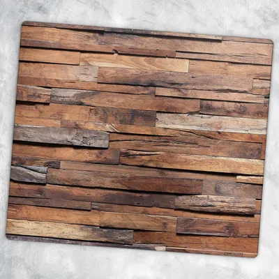 Produktbild von Glas-Herdabdeckplatten Glaskeramikkochfeld-Abdeckung Spritzschutz Glas 60 cm x 52 cm - Dunkle Holzbrett