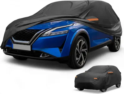 Produktbild von Autoabdeckung Wasserdicht Alle Wetter Sonnenregen Schutz Vollabdeckung fš¹r Nissan Qashqai Aluminiumfolie Schwarz mit Reflektierenden Streifen