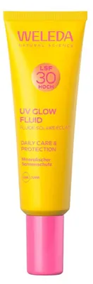 Produktbild von Weleda UV Glow Fluid LSF 30 30ml, Sonnenschutzmittel, Gesicht, Tube, Schutz, Aufhellend, Feuchtigkeitsspendend, Nährend, Jeder Hauttyp, Empflindliche Haut, 30 ml