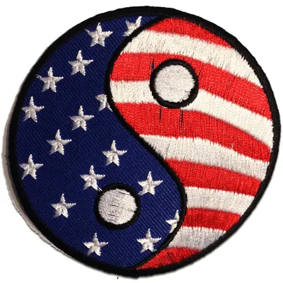 Produktbild von Usa Yin Yang Yin Und Yang - Aufnäher, Bügelbild, Aufbügler, Applikationen, Patches, Flicken, Zum Aufbügeln, Größe: 7.6 x 7.6 cm