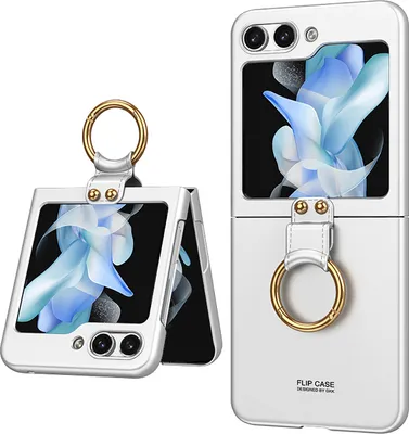 Produktbild von Hülle für Samsung Galaxy Z Flip 5 Schlank Hart PC Matt Schutzhülle mit Ringhalter Silber