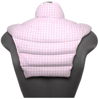 Produktbild von Nackenhörnchen HWS - Nacken + Schultern + Rücken - Bio Stoff "rosa-weiß kariert" Rapssamenkissen - Nackenkissen Wärmekissen