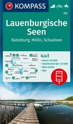 Obrázok produktu pre KOMPASS Turistická mapa 721 Lauenburské jazerá, Ratzeburg, Mölln, Schaalsee 1:50 000
