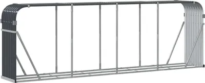 A product shot of a firewood rack on a white background.