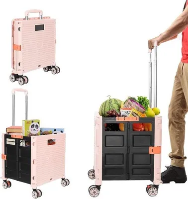 Immagine prodotto di Carrello per la spesa Famanu con ruote - Pieghevole - Borsa per la spesa removibile - Carrello della spesa