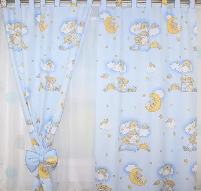 Produktbild von Vorhänge mit Schlaufen Kinder Baby Gardinen Kinderzimmer Vorhang 23. Bärchen auf Leitern Blau