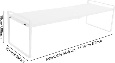 Obrázok produktu pre Organizér do kuchynskej skrinky – výsuvná police – nastaviteľná 34–63 cm – železo – nosnosť 10 kg – pre hrnce a panvice – čierna farba