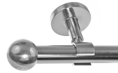 Produktbild von Edelstahl Look Gardinenstange 20mm Deckenträger 1-läufig Kugel, Länge wählbar D31 E33 R