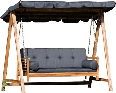 Produktbild von Inko Hollywoodschaukel Swing Akazienholz Teak-Optik 238x120 cm Hängeschaukel umklappbare Rückenlehne