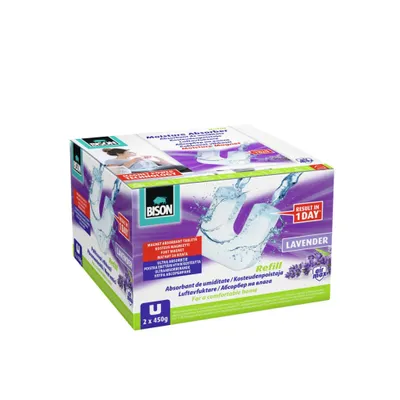 Obrázok produktu pre Bison - AIRMAX - Náplň do pohlcovača vlhkosti - 2 x 450 g náplň do pohlcovača vlhkosti - vôňa levandule