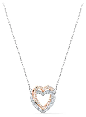Image de Collier Swarovski Hyperbola, forme cœur, blanc, mélange de métaux