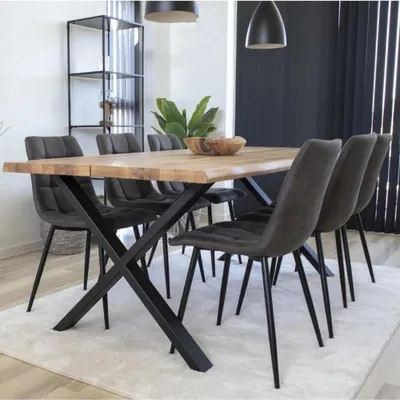 Produktbild von Modernes 2er Stuhl-Set LEIRIA dunkelgrau Mikrofaser