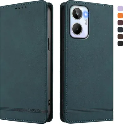 Produktbild von Hülle für Realme 10 4G, Retro Kunstleder Ständer Klapphülle mit Kartenfächer und Magnetische Grün
