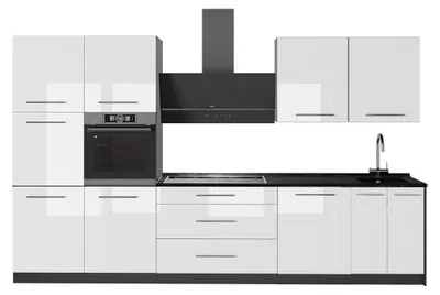 Produktbild von Küchenzeile Vicco Fame-Line Weiß Hochglanz/Anthrazit 340 cm ohne Arbeitsplatte, Model 64579