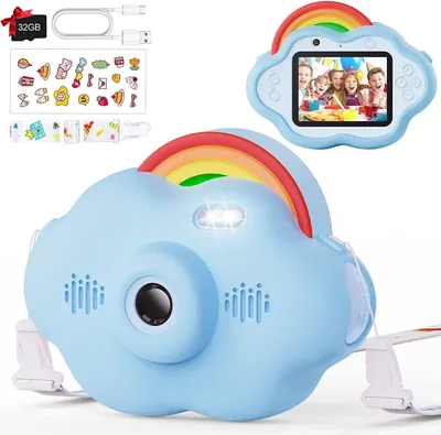 Produktbild von Digitalkamera mit 2,4-Zoll-Bildschirm, installierte 32-GB-Karte Kinderkamera Multifunktionale Spielzeugkamera Geschenke für 3-12 Jährige