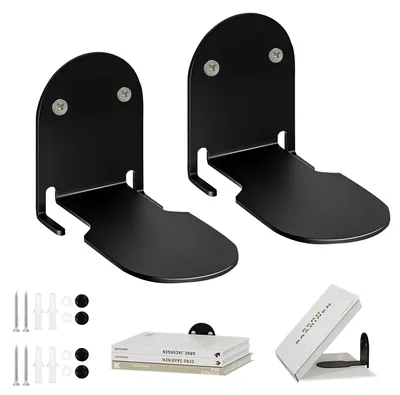 Image de Étagère suspendue, étagère murale, étagère invisible, étagère suspendue pour chambre, salon, bureau, métal, noir, lot de 2