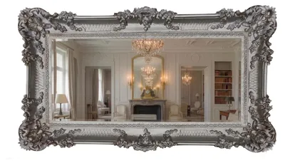 Productafbeelding van Antieke Wandspiegel in antiek Zilver 96x57 cm